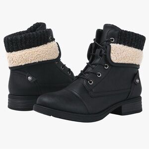 GLOBALWIN Women's Combat Boots Dressy Lace Up Ankle Boots For Women Low Heel